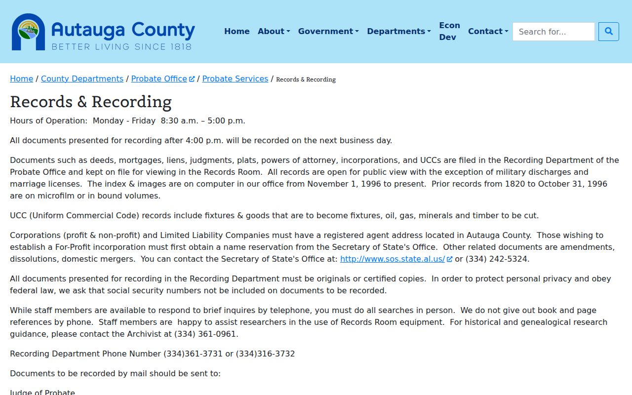 Autauga County court records probate archive coverage