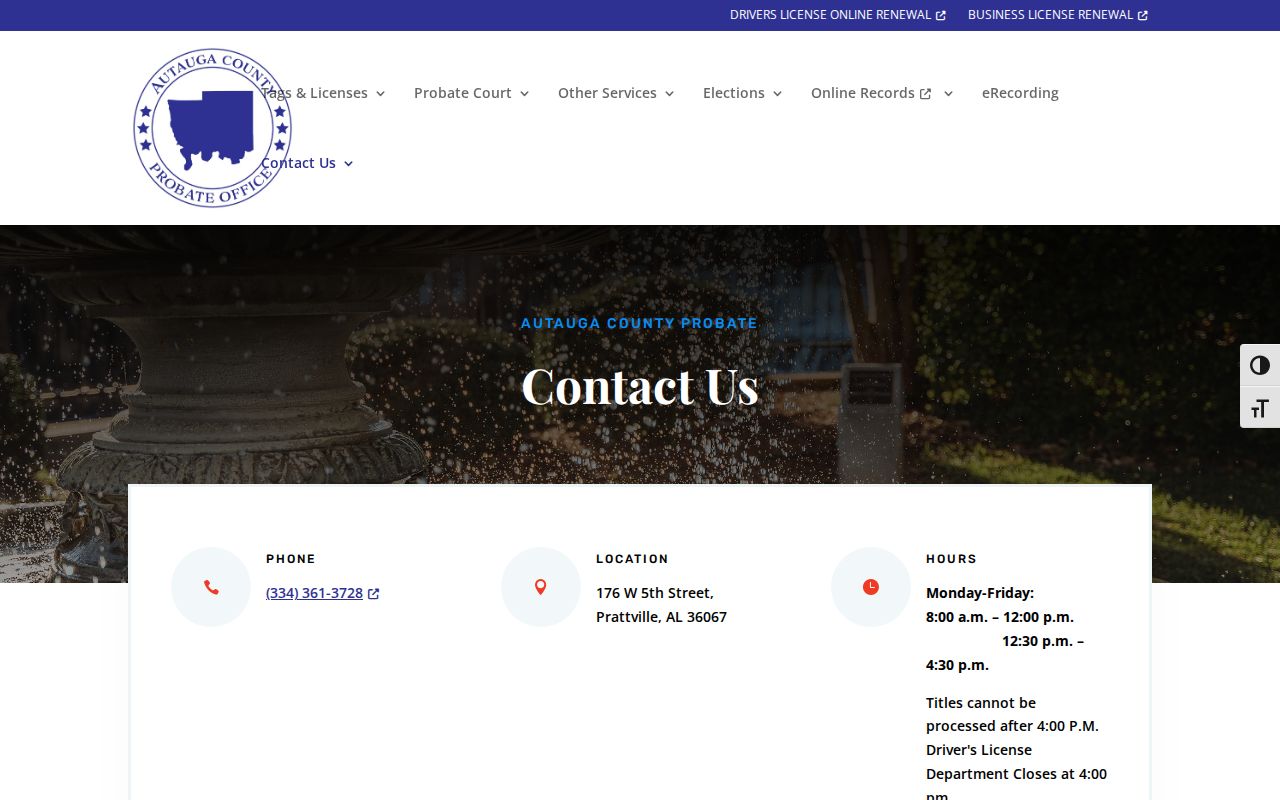 Autauga County court records Probate Office contact details