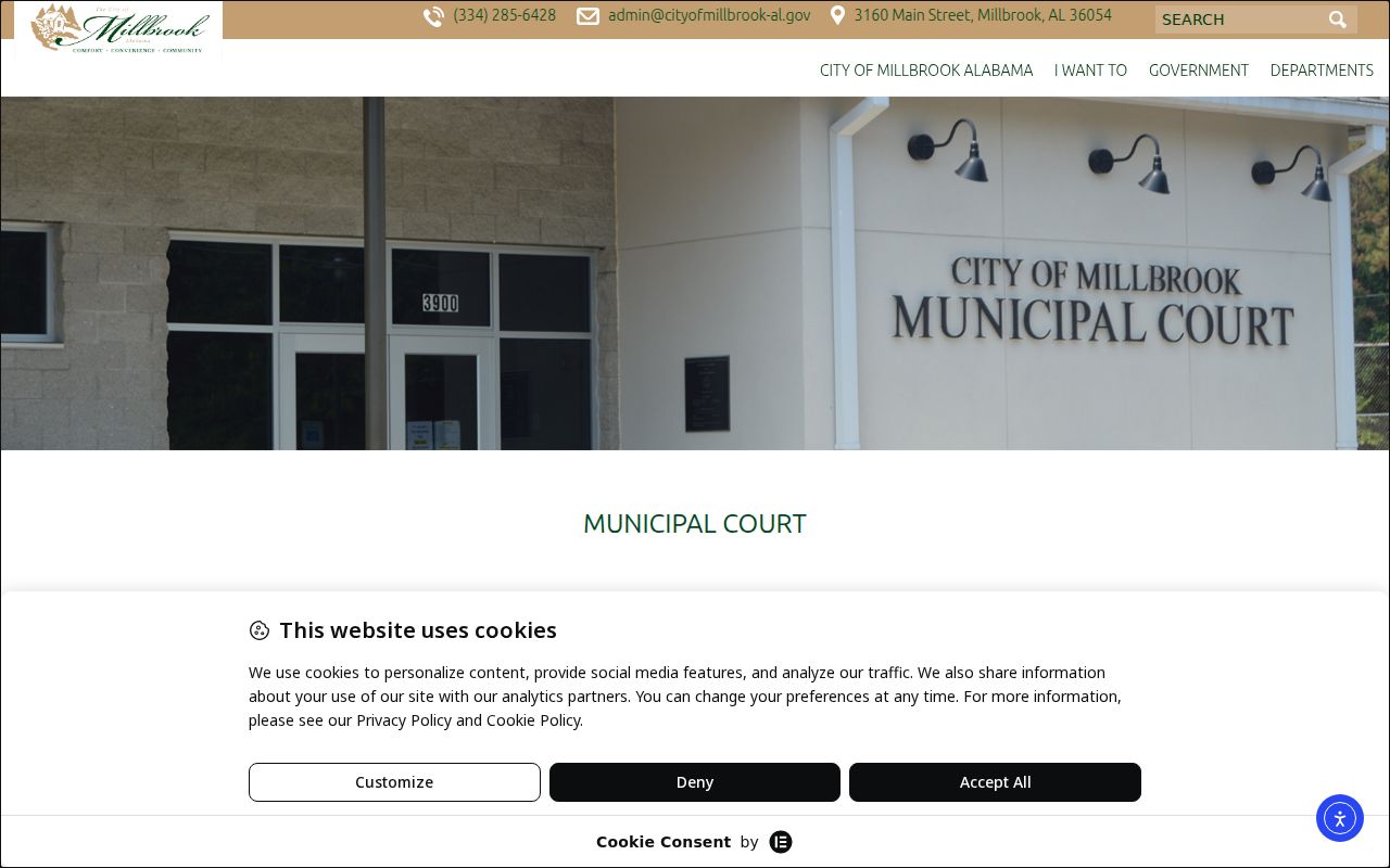 Millbrook court docket sessions and municipal court information