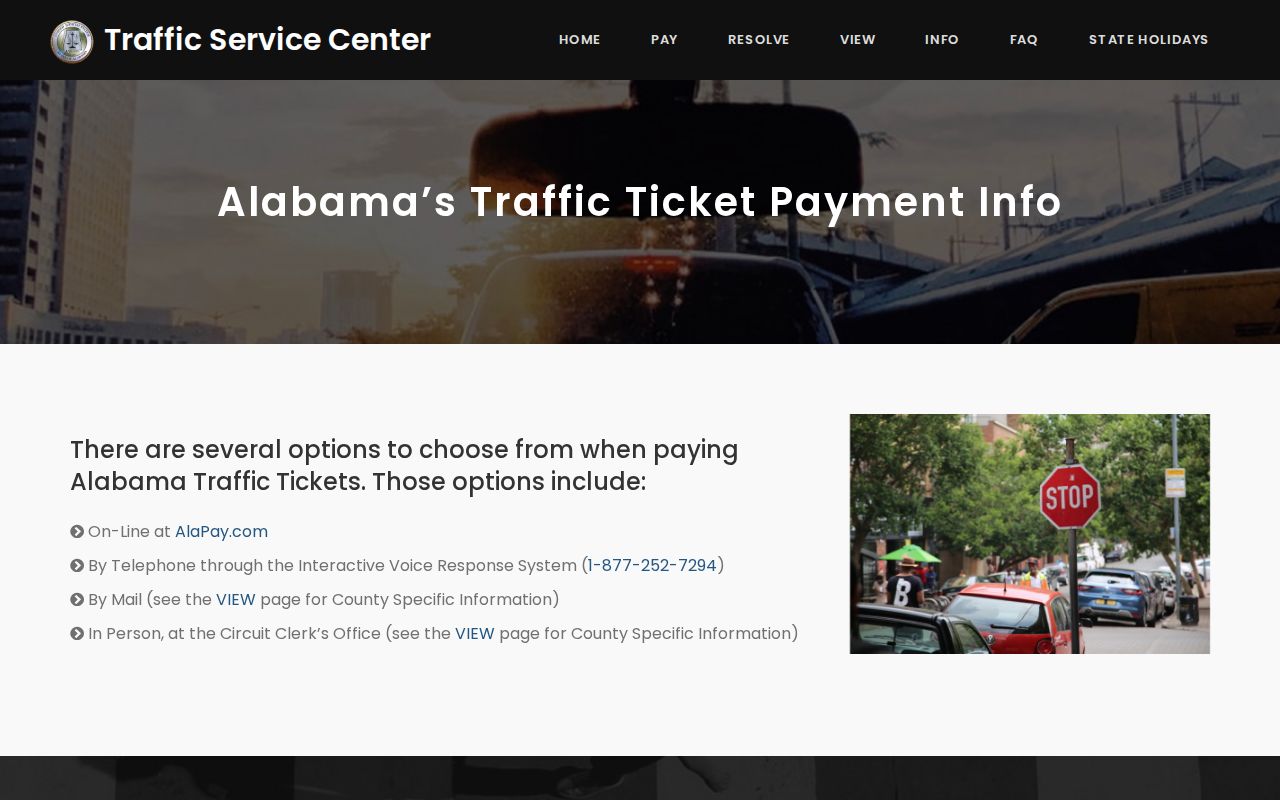 Autauga County traffic ticket Alabama Traffic Service Center payment routes