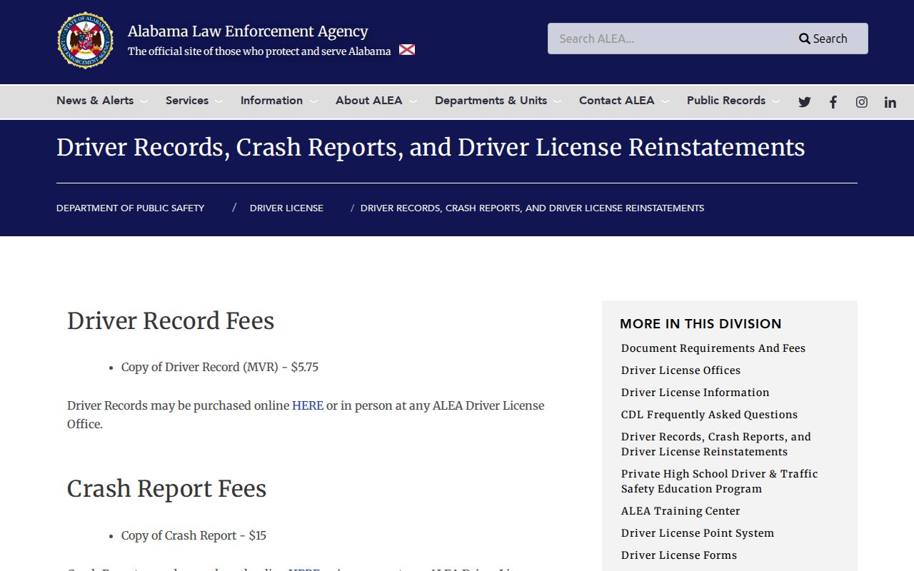 Autauga County traffic court record and separate ALEA state record channels